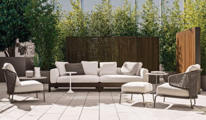 Alison Dark Brown Outdoor Garden Sofa, Minotti