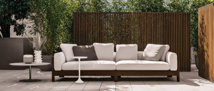 Alison Dark Brown Outdoor Garden Sofa, Minotti