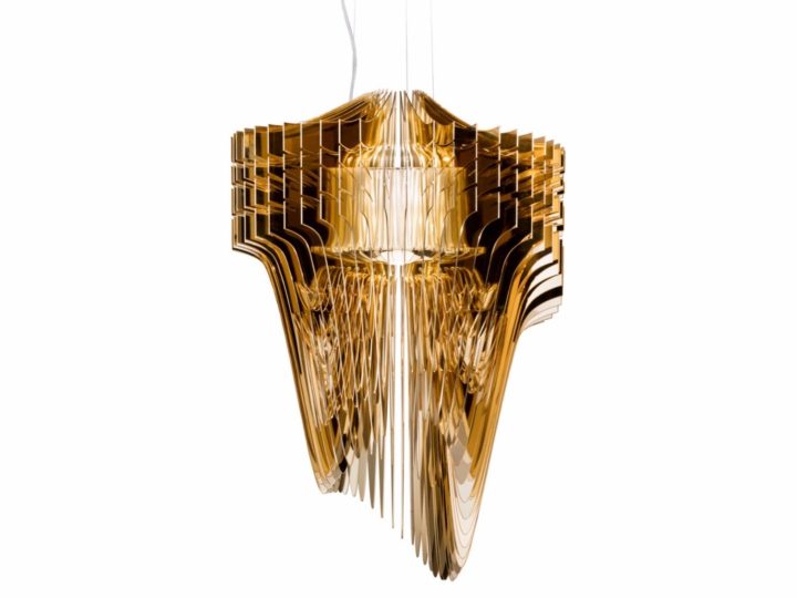 Aria Gold Pendant Lamp, Slamp