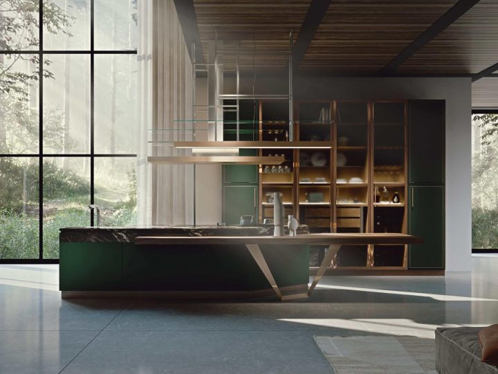 Essenza Supernatural Green And Copper Kitchen, Martini Interiors