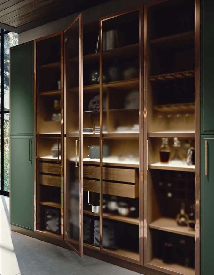 Essenza Supernatural Green And Copper Kitchen, Martini Interiors