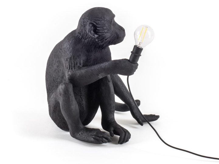 The Monkey Lamp Black Sitting Outdoor Floor Lamp, Seletti