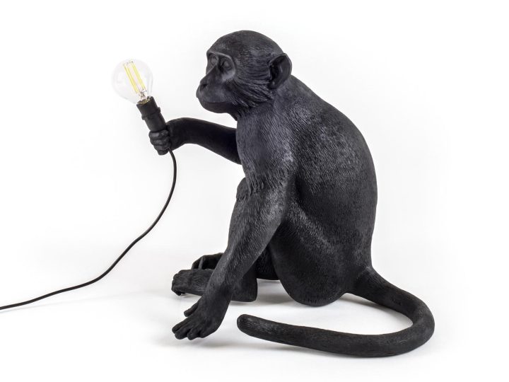 The Monkey Lamp Black Sitting Outdoor Floor Lamp, Seletti