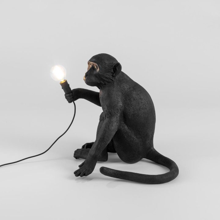 The Monkey Lamp Black Sitting Outdoor Floor Lamp, Seletti