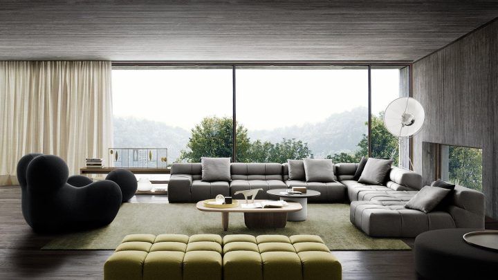 Tufty Time Leather Sofa, B&B Italia