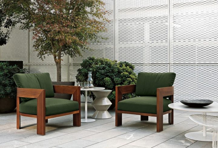 Warhol Iroko Outdoor Garden Armchair, Minotti