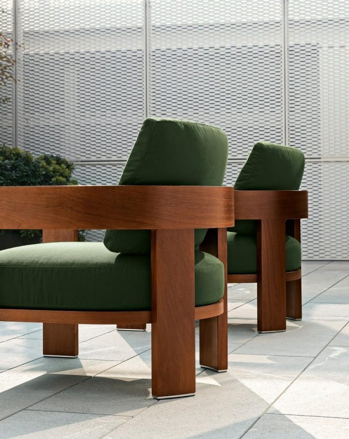 Warhol Iroko Outdoor Garden Armchair, Minotti