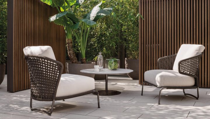 Aston Cord Outdoor Garden Armchair, Minotti