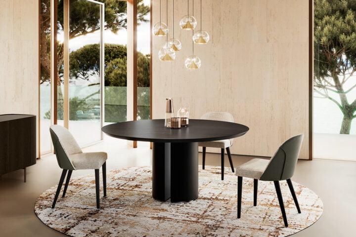 Dora wood - round veneer table | Eforma