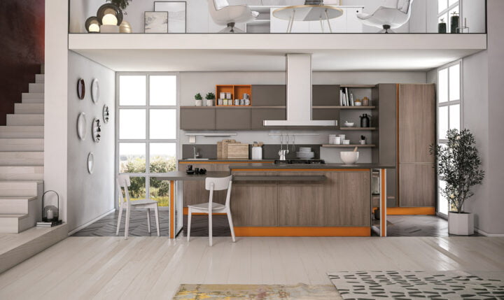 Rewind - melamine kitchen with handles | Creo kitchens