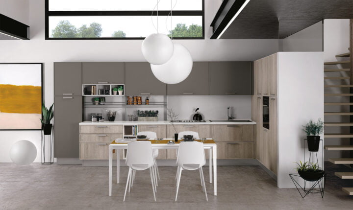 Rewind - melamine kitchen with handles | Creo kitchens