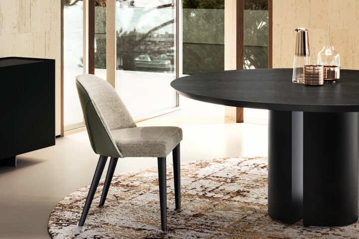 Dora wood - round veneer table | Eforma