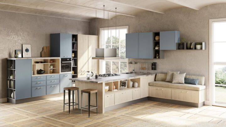 Rewind - melamine kitchen with handles | Creo kitchens