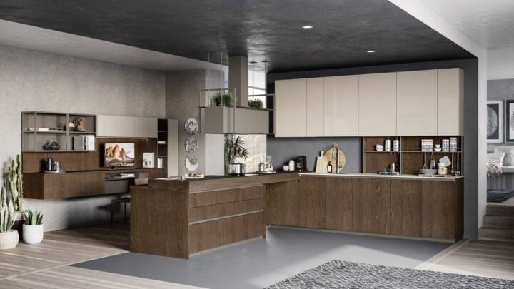 Tablet Wood - veneer kitchen with handles | Creo kitchens