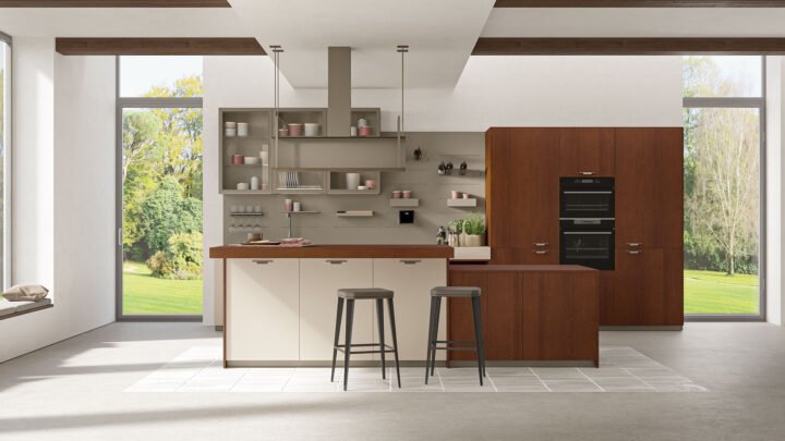 Tablet Wood - veneer kitchen with handles | Creo kitchens