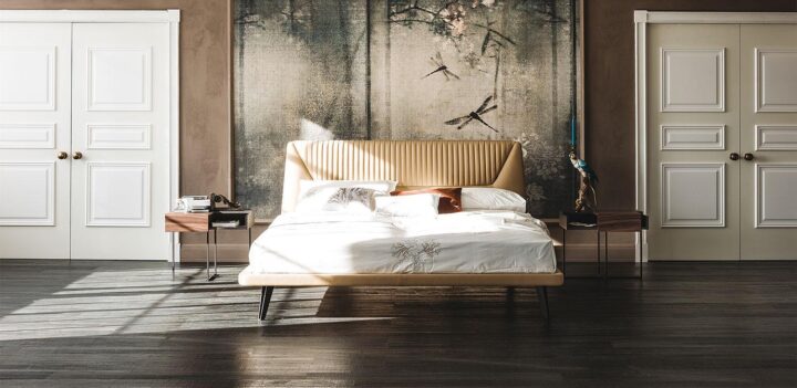 Amadeus - metal bed with upholstered headboard | Cattelan Italia