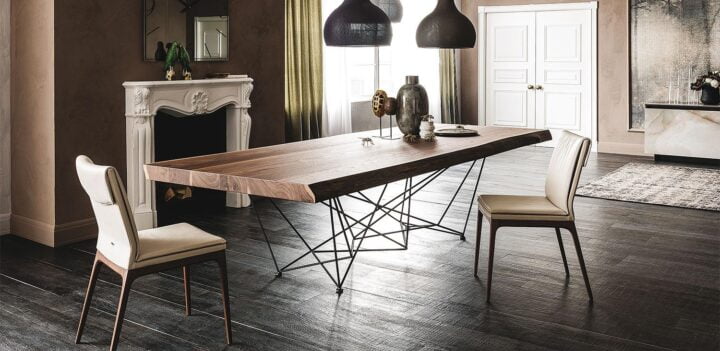 Gordon Deep Wood - rectangular metal table | Cattelan Italia