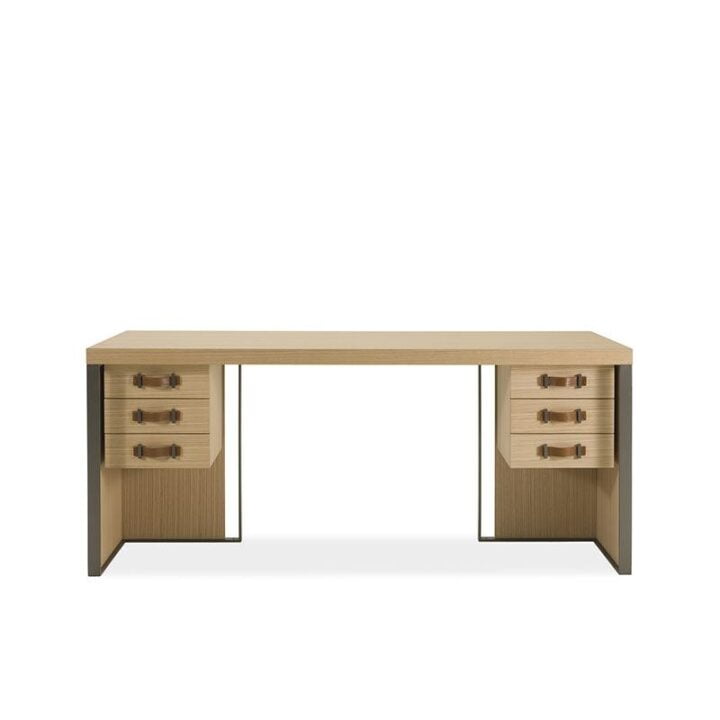 Kobe - rectangular wood writing desk with drawers | Galimberti Nino