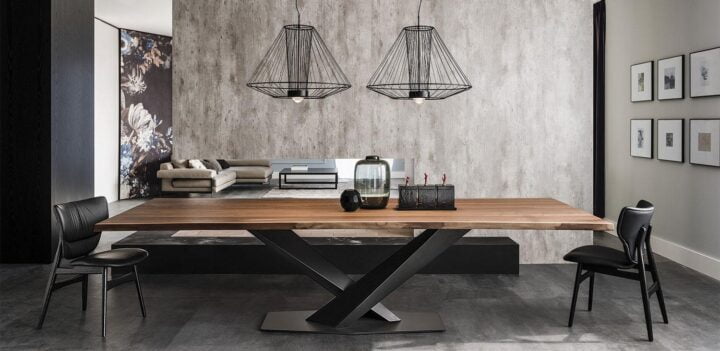 Stratos Wood - rectangular metal table | Cattelan Italia