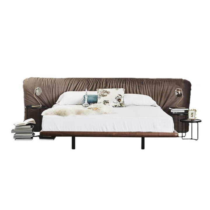 Marlon - leather bed with upholstered headboard | Cattelan Italia