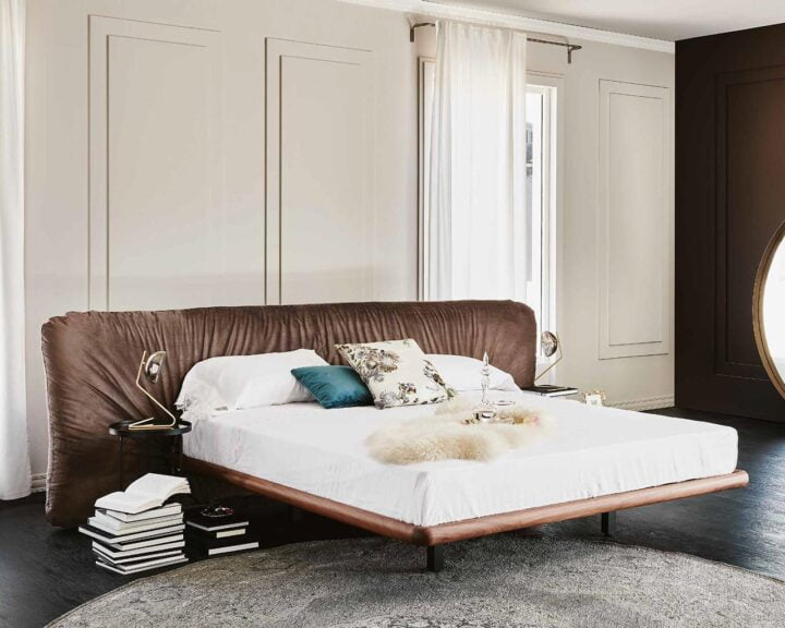 Marlon - leather bed with upholstered headboard | Cattelan Italia