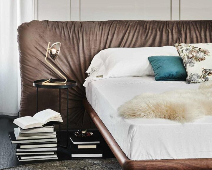 Marlon - leather bed with upholstered headboard | Cattelan Italia