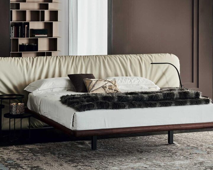 Marlon - leather bed with upholstered headboard | Cattelan Italia