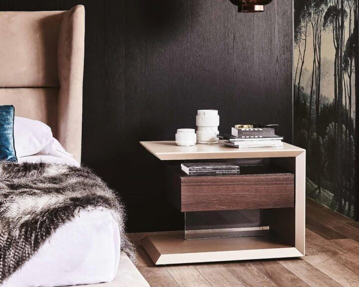 Biagio - rectangular veneer bedside table with drawers | Cattelan Italia