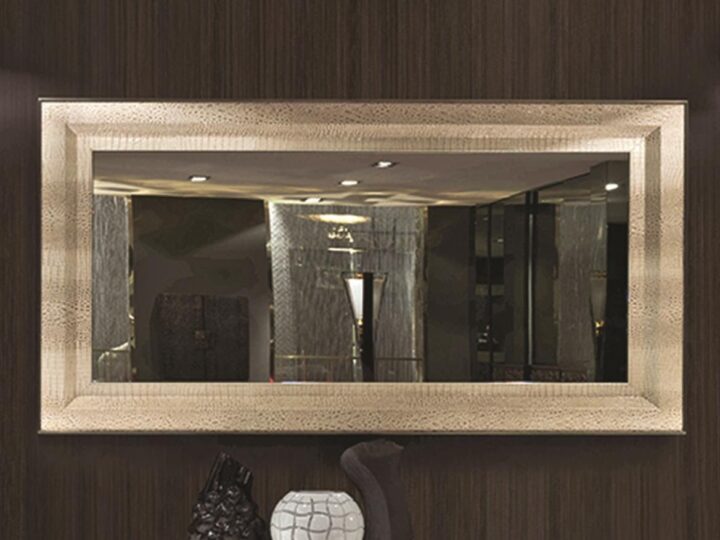 Adone - rectangular leather mirror | Longhi