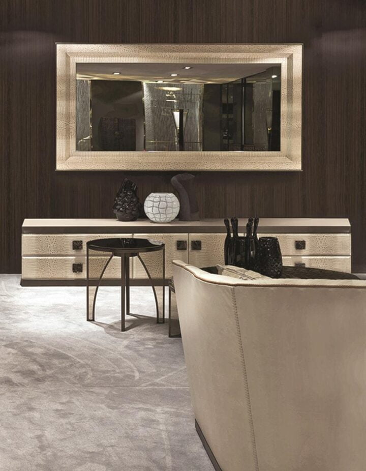 Adone - rectangular leather mirror | Longhi