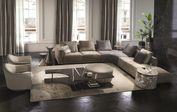 Atar - corner velvet sofa | Longhi