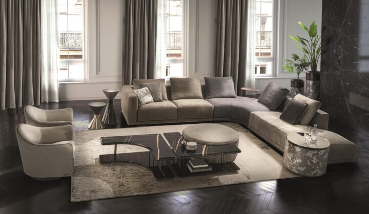 Atar - corner velvet sofa | Longhi