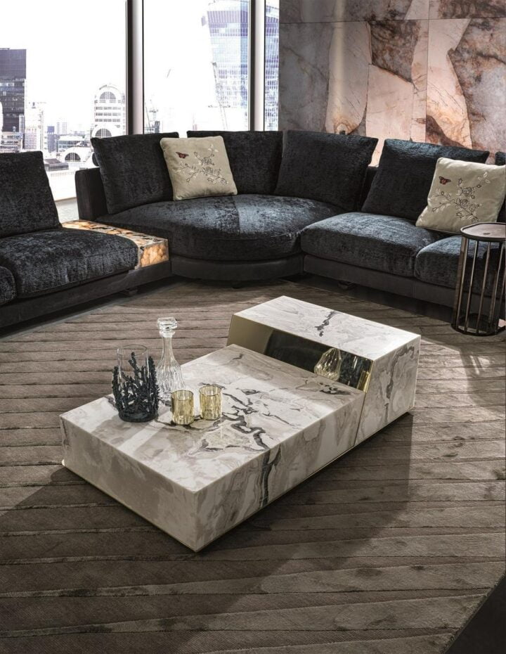 Bold - rectangular stone coffee table with drawers | Longhi