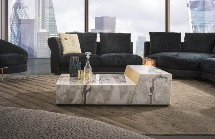 Bold - rectangular stone coffee table with drawers | Longhi