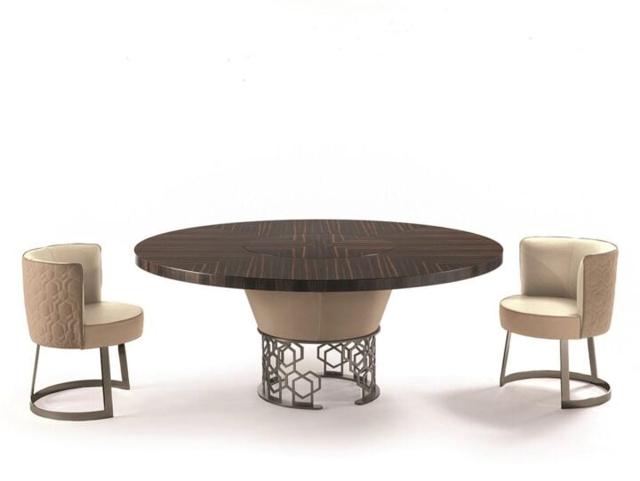 Clairmont - round leather table | Longhi