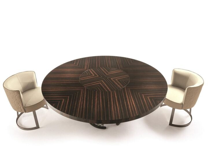 Clairmont - round leather table | Longhi