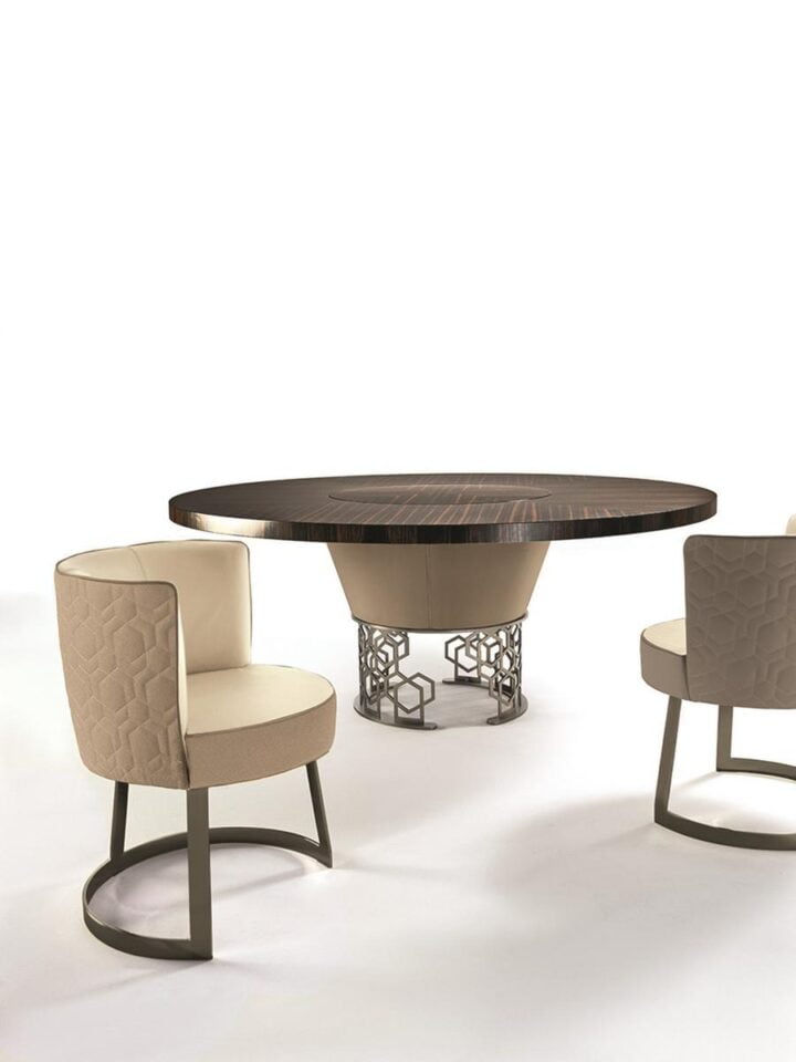 Clairmont - round leather table | Longhi