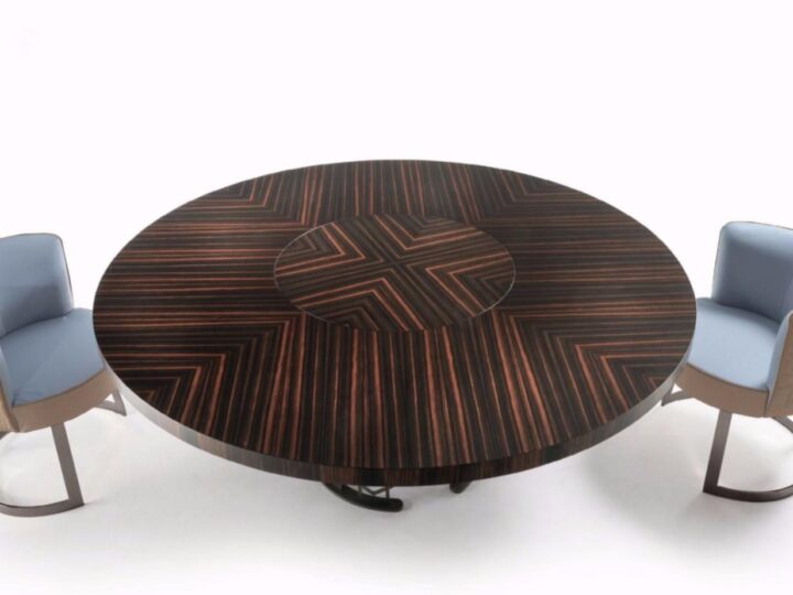 Clairmont - round leather table | Longhi