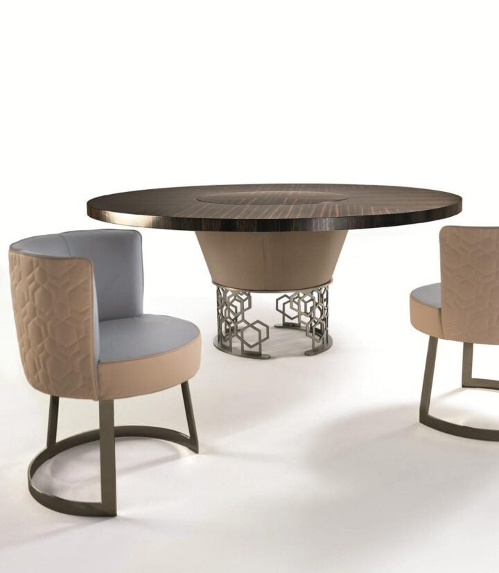 Clairmont - round leather table | Longhi