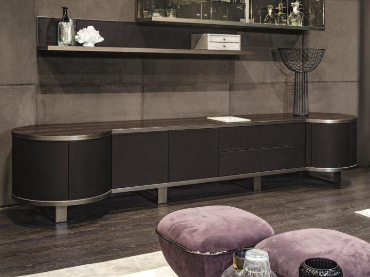 Courbet - leather sideboard with drawers | Longhi