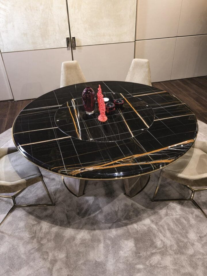 Damien - round leather table | Longhi