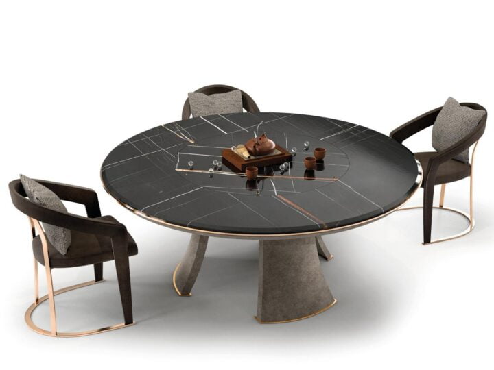 Damien - round leather table | Longhi