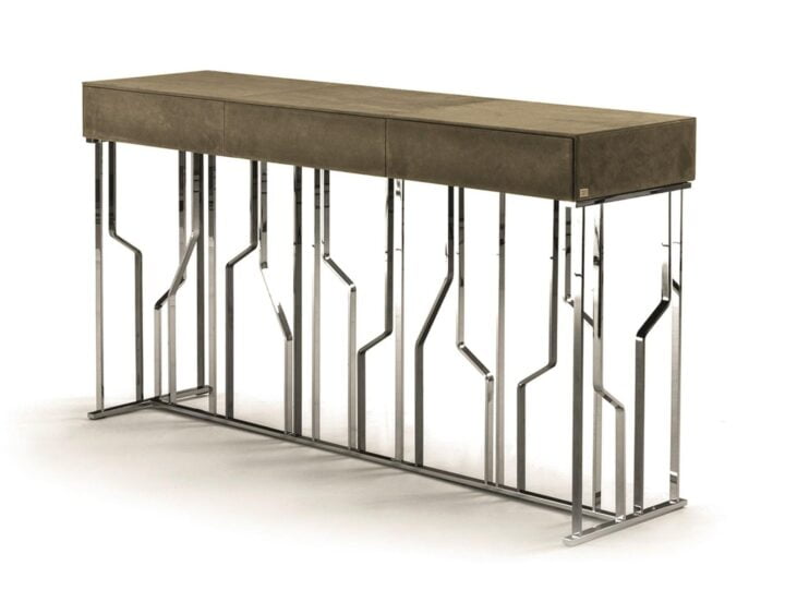 Ginza Evo - rectangular metal console with drawers | Longhi