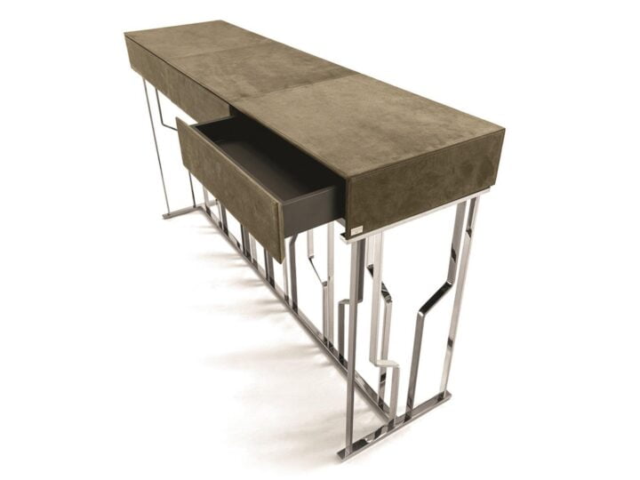 Ginza Evo - rectangular metal console with drawers | Longhi