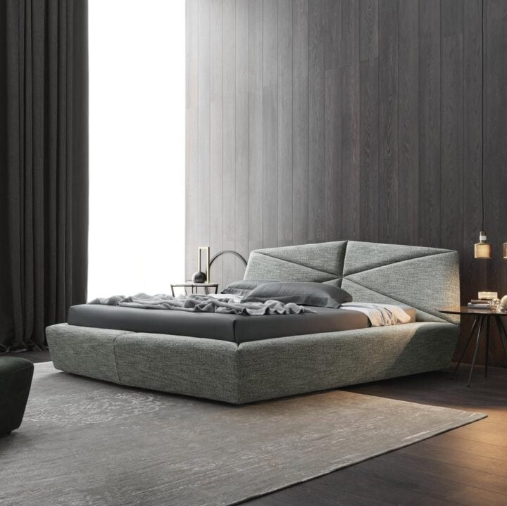 Gossip - leather bed with tufted headboard | Alberta Salotti