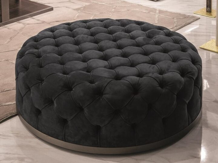 Milton - round nabuk pouf | Longhi