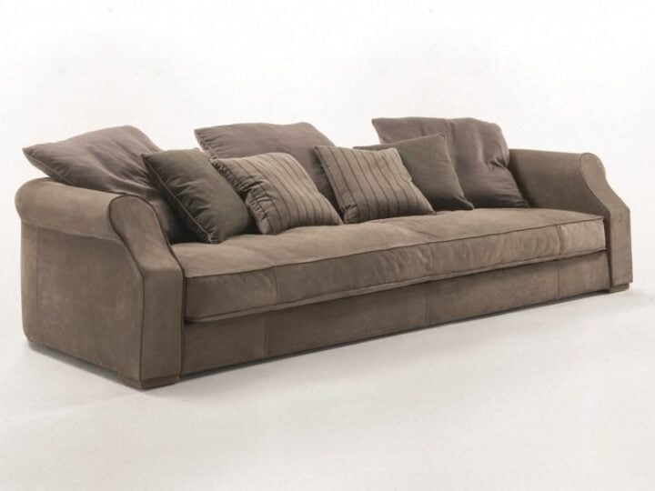 Rubens Free Back Cushions - sectional tanned leather sofa | Longhi