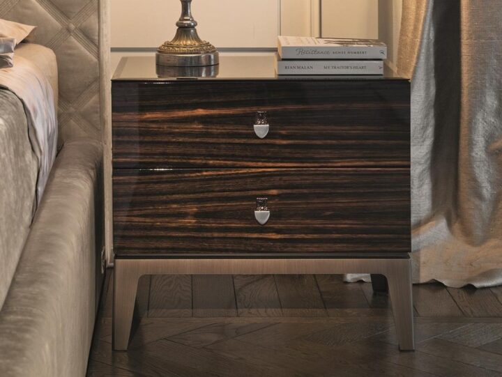 Sir - rectangular metal bedside table with drawers | Longhi