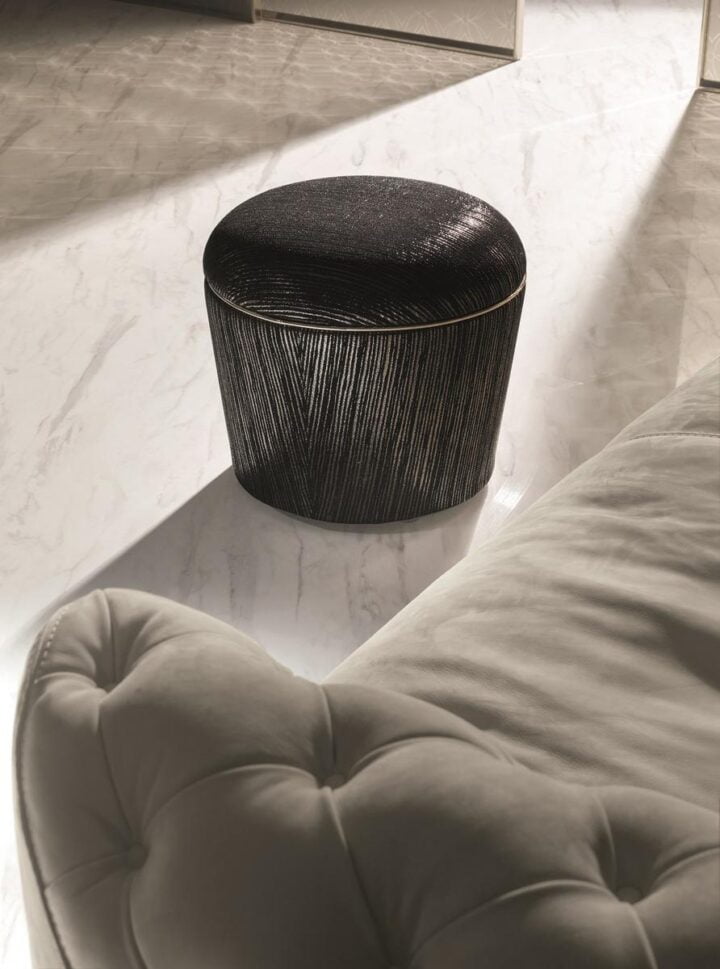 Teo Loveluxe - round fabric pouf | Longhi