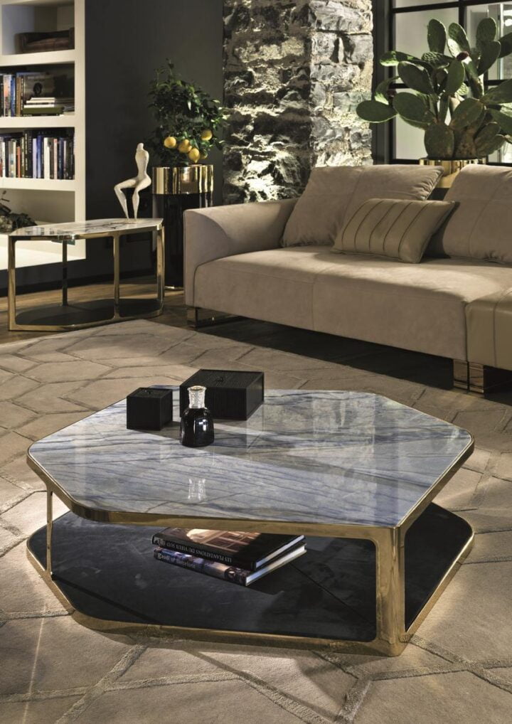 Tiles - octagonal glass coffee table | Longhi